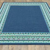 Oriental Weavers Meridian 9650B Traditional/Farmhouse Border Polypropylene Indoor/Outdoor Area Rug Navy/ Green 8'6" x 13' M9650B259396ST