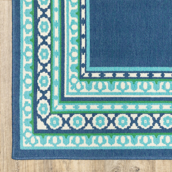 Oriental Weavers Meridian 9650B Traditional/Farmhouse Border Polypropylene Indoor/Outdoor Area Rug Navy/ Green 8'6" x 13' M9650B259396ST