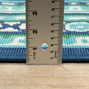 Oriental Weavers Meridian 9650B Traditional/Farmhouse Border Polypropylene Indoor/Outdoor Area Rug Navy/ Green 8'6" x 13' M9650B259396ST