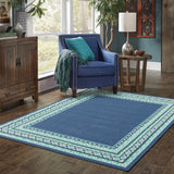 Oriental Weavers Meridian 9650B Traditional/Farmhouse Border Polypropylene Indoor/Outdoor Area Rug Navy/ Green 8'6" x 13' M9650B259396ST