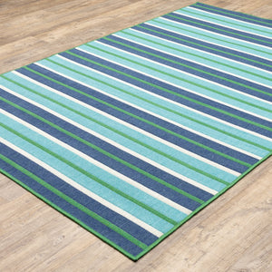 Oriental Weavers Meridian 9652F Nautical & Coastal/Classic Striped Polypropylene Indoor/Outdoor Area Rug Blue/ Green 8'6" x 13' M9652F259396ST