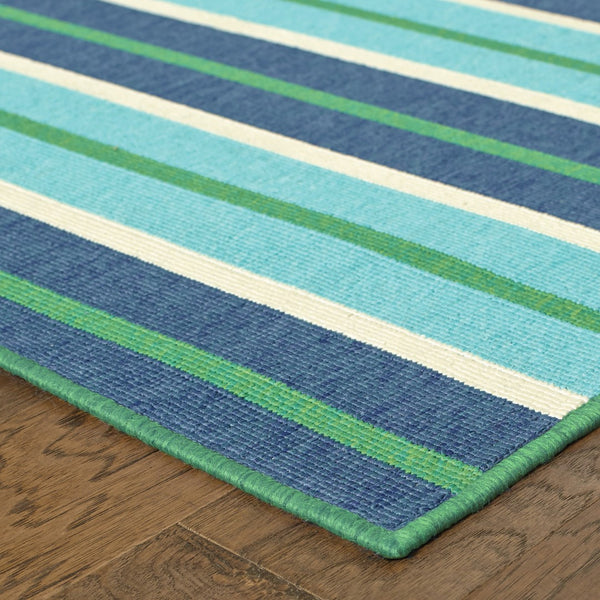 Oriental Weavers Meridian 9652F Nautical & Coastal/Classic Striped Polypropylene Indoor/Outdoor Area Rug Blue/ Green 8'6" x 13' M9652F259396ST