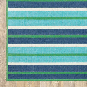Oriental Weavers Meridian 9652F Nautical & Coastal/Classic Striped Polypropylene Indoor/Outdoor Area Rug Blue/ Green 8'6" x 13' M9652F259396ST