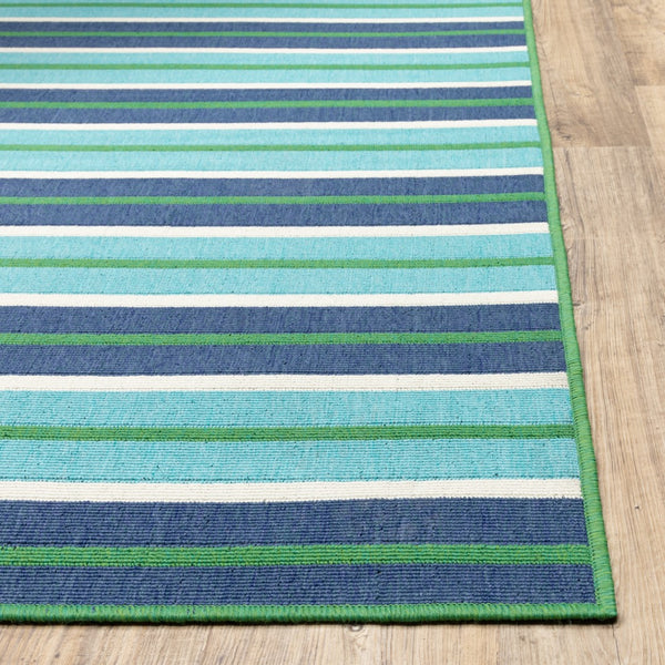 Oriental Weavers Meridian 9652F Nautical & Coastal/Classic Striped Polypropylene Indoor/Outdoor Area Rug Blue/ Green 8'6" x 13' M9652F259396ST
