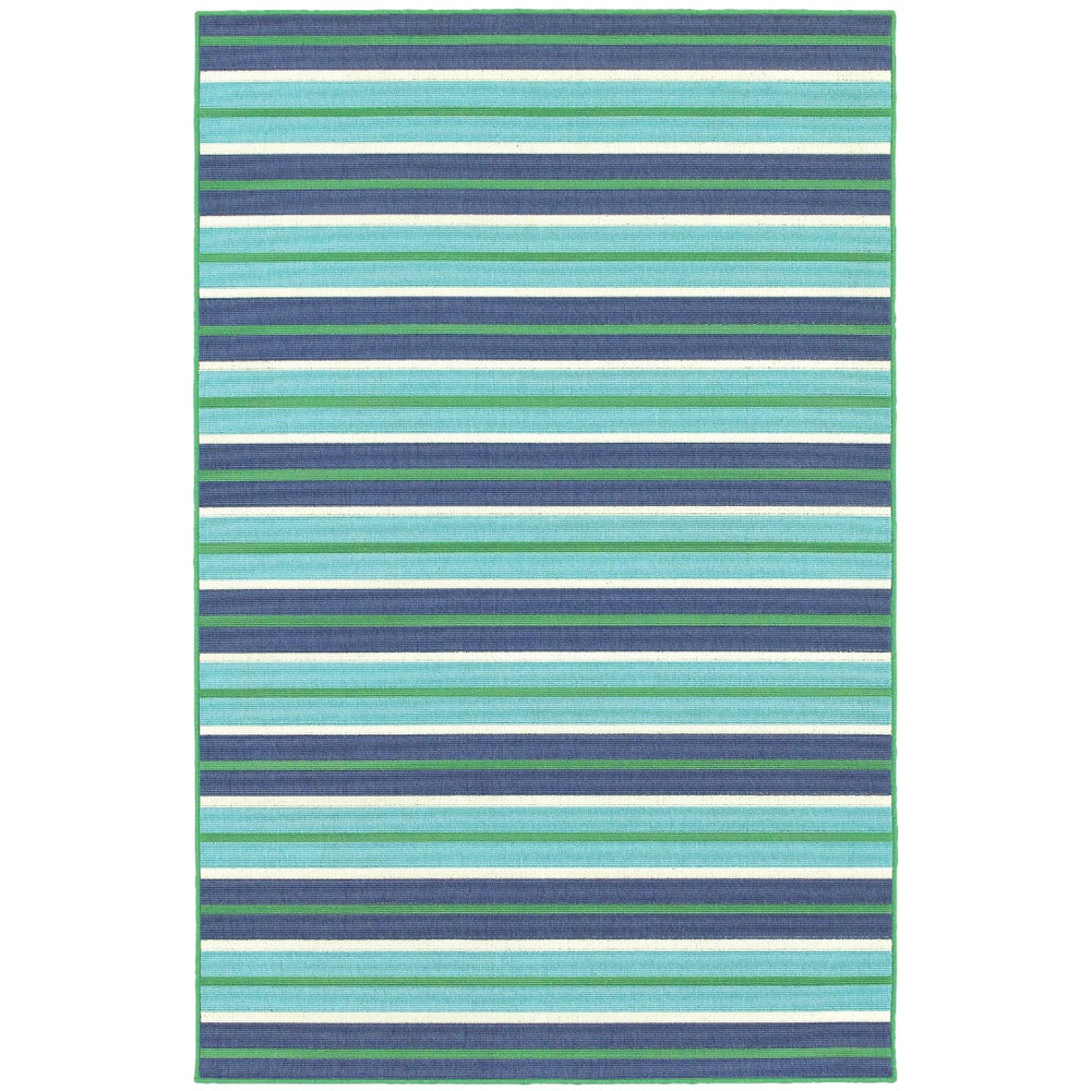 Oriental Weavers Meridian 9652F Nautical & Coastal/Classic Striped Polypropylene Indoor/Outdoor Area Rug Blue/ Green 8'6" x 13' M9652F259396ST