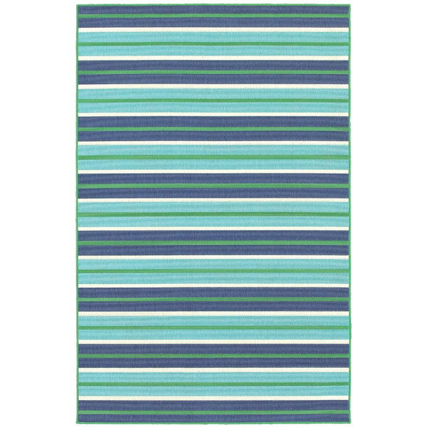 Oriental Weavers Meridian 9652F Nautical & Coastal/Classic Striped Polypropylene Indoor/Outdoor Area Rug Blue/ Green 8'6" x 13' M9652F259396ST