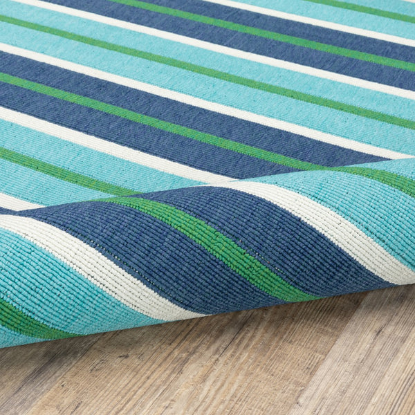 Oriental Weavers Meridian 9652F Nautical & Coastal/Classic Striped Polypropylene Indoor/Outdoor Area Rug Blue/ Green 8'6" x 13' M9652F259396ST