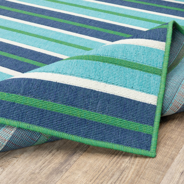 Oriental Weavers Meridian 9652F Nautical & Coastal/Classic Striped Polypropylene Indoor/Outdoor Area Rug Blue/ Green 8'6" x 13' M9652F259396ST