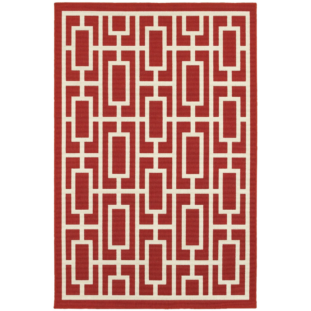 Oriental Weavers Meridian 9754R Moroccan/Casual Geometric Polypropylene Indoor/Outdoor Area Rug Red/ Ivory 8'6" x 13' M9754R259396ST