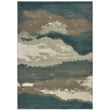Oriental Weavers Montage 1801B Contemporary/Industrial Abstract Wool, Polyester Indoor Area Rug Blue/ Ivory 7'10" x 10'10" M1801B240330ST