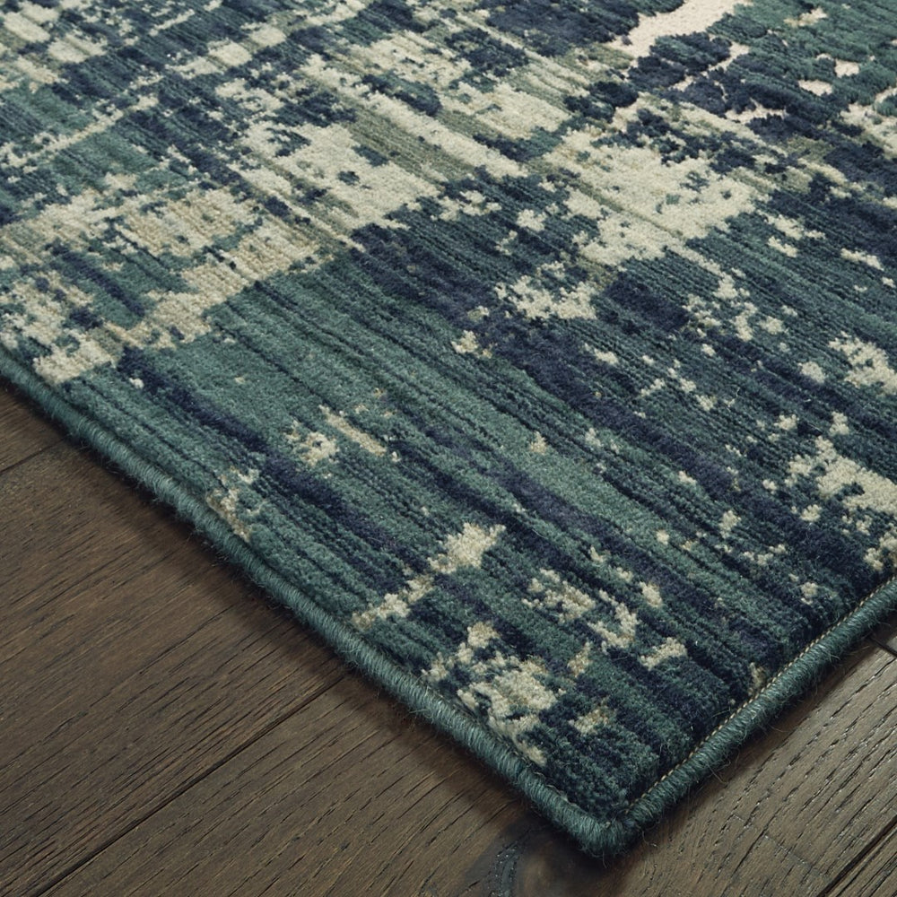 Oriental Weavers Montage 5990B Contemporary/Industrial Abstract Wool, Polyester Indoor Area Rug Blue/ Grey 9'10" x 12'10" M5990B300390ST