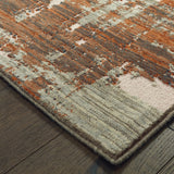 Oriental Weavers Montage 5990Z Contemporary/Industrial Abstract Wool, Polyester Indoor Area Rug Grey/ Rust 9'10" x 12'10" M5990Z300390ST