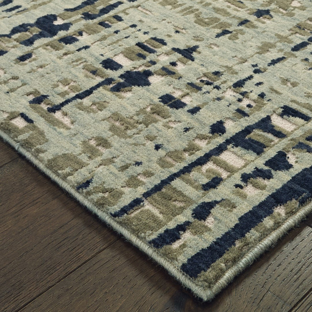 Oriental Weavers Montage 8020B Contemporary/Industrial Abstract Wool, Polyester Indoor Area Rug Blue/ Tan 9'10" x 12'10" M8020B300390ST