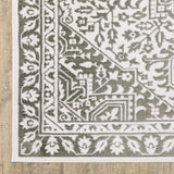 Oriental Weavers Montecito 1101W Traditional/Farmhouse Medallion Polyester Indoor Area Rug Grey/ White 9'10" x 12'10" M1101W300394ST