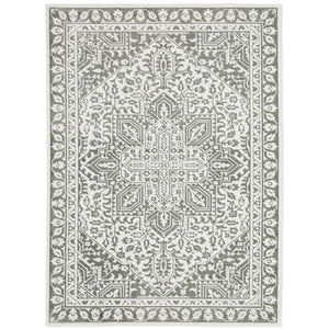 Oriental Weavers Montecito 1101W Traditional/Farmhouse Medallion Polyester Indoor Area Rug Grey/ White 9'10" x 12'10" M1101W300394ST