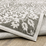Oriental Weavers Montecito 1101W Traditional/Farmhouse Medallion Polyester Indoor Area Rug Grey/ White 9'10" x 12'10" M1101W300394ST