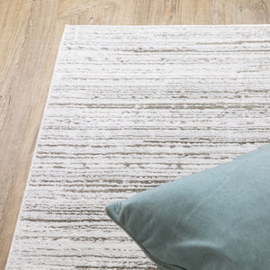 Oriental Weavers Montecito 4154W Contemporary/Industrial Striped Polyester Indoor Area Rug White/ Grey 9'10" x 12'10" M4154W300394ST