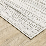 Oriental Weavers Montecito 4154W Contemporary/Industrial Striped Polyester Indoor Area Rug White/ Grey 9'10" x 12'10" M4154W300394ST