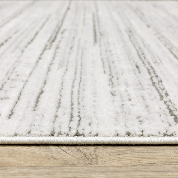 Oriental Weavers Montecito 4154W Contemporary/Industrial Striped Polyester Indoor Area Rug White/ Grey 9'10" x 12'10" M4154W300394ST