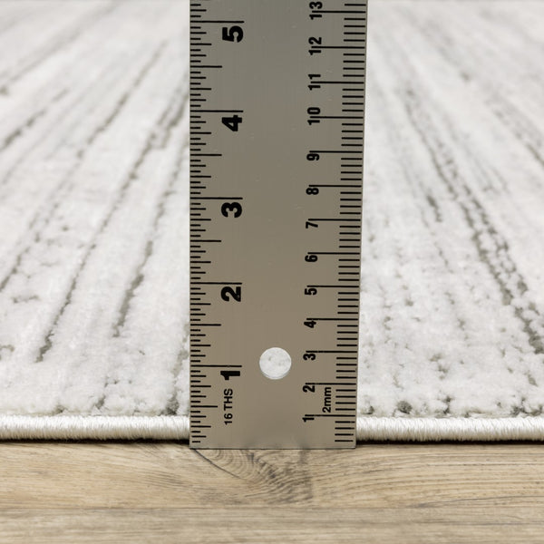 Oriental Weavers Montecito 4154W Contemporary/Industrial Striped Polyester Indoor Area Rug White/ Grey 9'10" x 12'10" M4154W300394ST