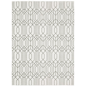 Oriental Weavers Montecito 4158W Global/Art Deco Geometric Polyester Indoor Area Rug White/ Grey 9'10" x 12'10" M4158W300394ST