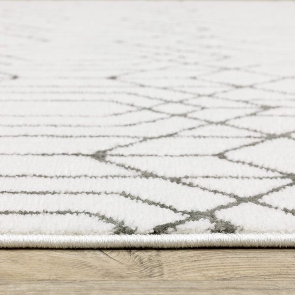 Oriental Weavers Montecito 4158W Global/Art Deco Geometric Polyester Indoor Area Rug White/ Grey 9'10" x 12'10" M4158W300394ST