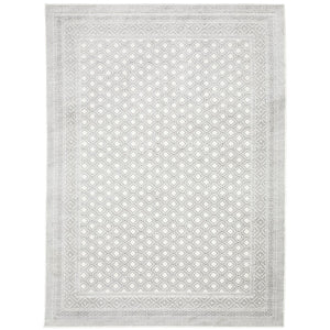 Oriental Weavers Montecito 094W8 Casual/Traditional Diamond Polyester Indoor Area Rug White/ Grey 9'10" x 12'10" M094W8300394ST