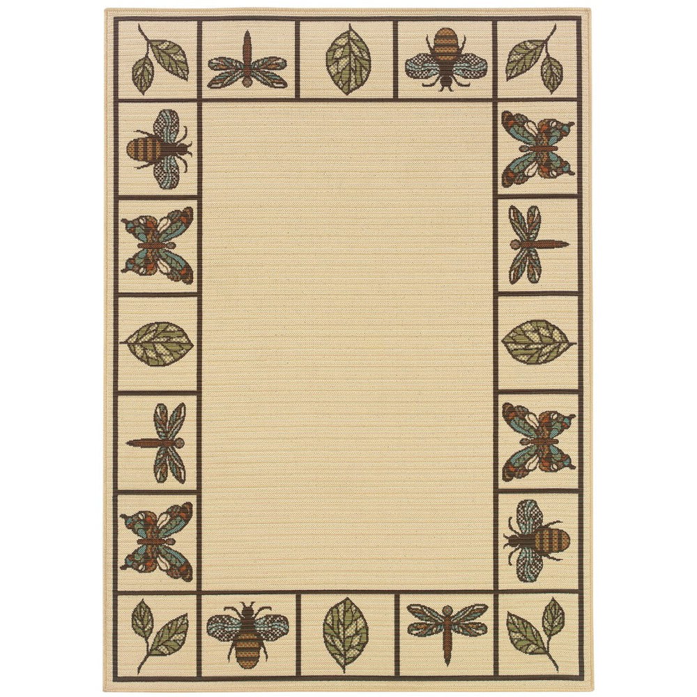 Oriental Weavers Montego 2266W Casual/Farmhouse Botanical Polypropylene Indoor/Outdoor Area Rug Ivory/ Brown 8'6" x 13' M2266W29396ST