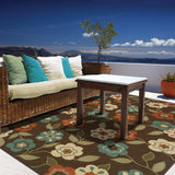 Oriental Weavers Montego 2267D Casual/Farmhouse Floral Polypropylene Indoor/Outdoor Area Rug Brown/ Ivory 8'6" x 13' M2267D259396ST