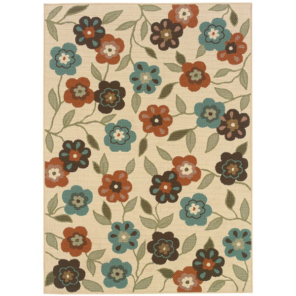 Oriental Weavers Montego 2267Y Casual/Farmhouse Floral Polypropylene Indoor/Outdoor Area Rug Ivory/ Brown 8'6" x 13' M2267Y259396ST