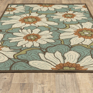 Oriental Weavers Montego 3444M Contemporary/Bohemian Floral Polypropylene Indoor/Outdoor Area Rug Blue/ Brown 8'6" x 13' M3444M259396ST