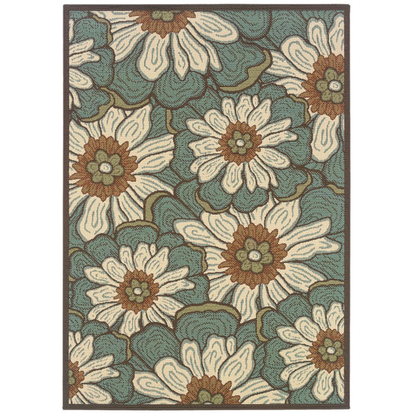 Oriental Weavers Montego 3444M Contemporary/Bohemian Floral Polypropylene Indoor/Outdoor Area Rug Blue/ Brown 8'6" x 13' M3444M259396ST