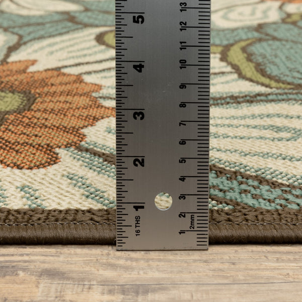 Oriental Weavers Montego 3444M Contemporary/Bohemian Floral Polypropylene Indoor/Outdoor Area Rug Blue/ Brown 8'6" x 13' M3444M259396ST