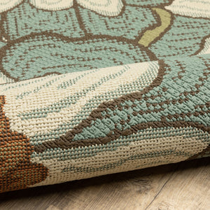 Oriental Weavers Montego 3444M Contemporary/Bohemian Floral Polypropylene Indoor/Outdoor Area Rug Blue/ Brown 8'6" x 13' M3444M259396ST