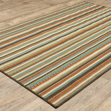 Oriental Weavers Montego 6996C Casual/Transitional Stripes Polypropylene Indoor/Outdoor Area Rug Green/ Blue 8'6" x 13' M6996C259396ST