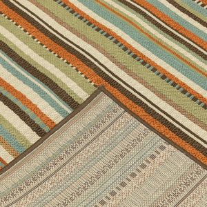 Oriental Weavers Montego 6996C Casual/Transitional Stripes Polypropylene Indoor/Outdoor Area Rug Green/ Blue 8'6" x 13' M6996C259396ST