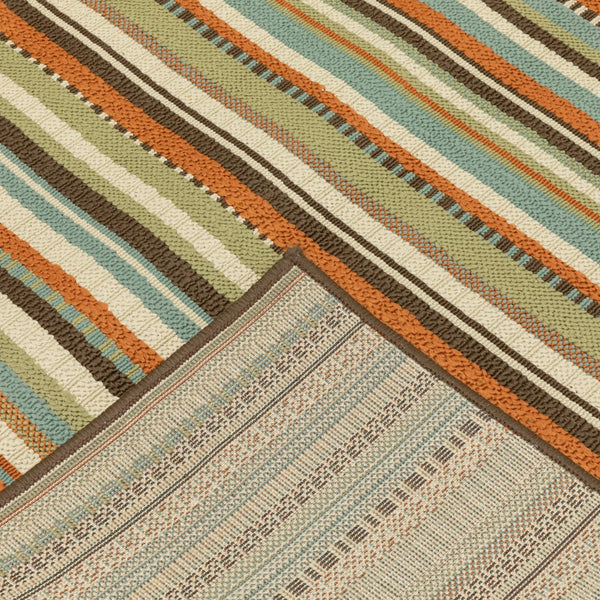 Oriental Weavers Montego 6996C Casual/Transitional Stripes Polypropylene Indoor/Outdoor Area Rug Green/ Blue 8'6" x 13' M6996C259396ST