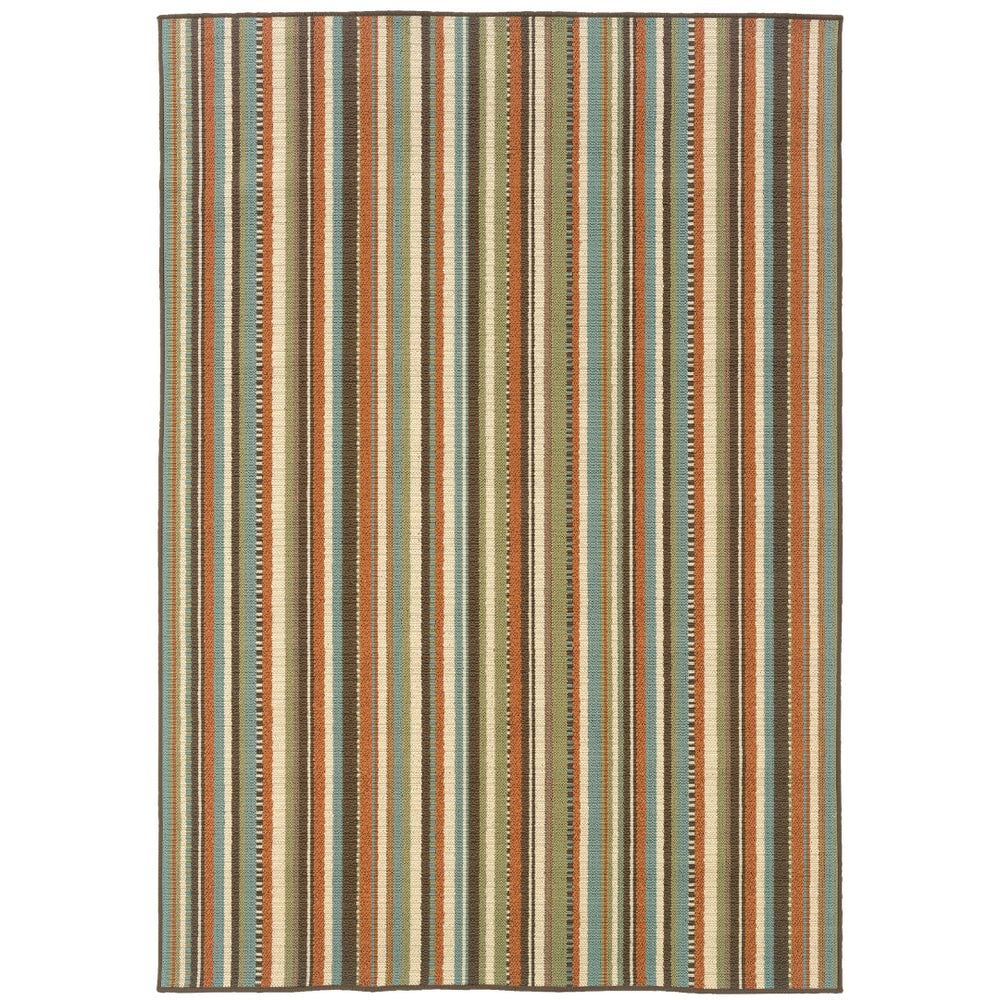 Oriental Weavers Montego 6996C Casual/Transitional Stripes Polypropylene Indoor/Outdoor Area Rug Green/ Blue 8'6" x 13' M6996C259396ST