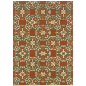 Oriental Weavers Montego 8323D Moroccan/Global Floral Polypropylene Indoor/Outdoor Area Rug Orange/ Ivory 8'6" x 13' M8323D259396ST