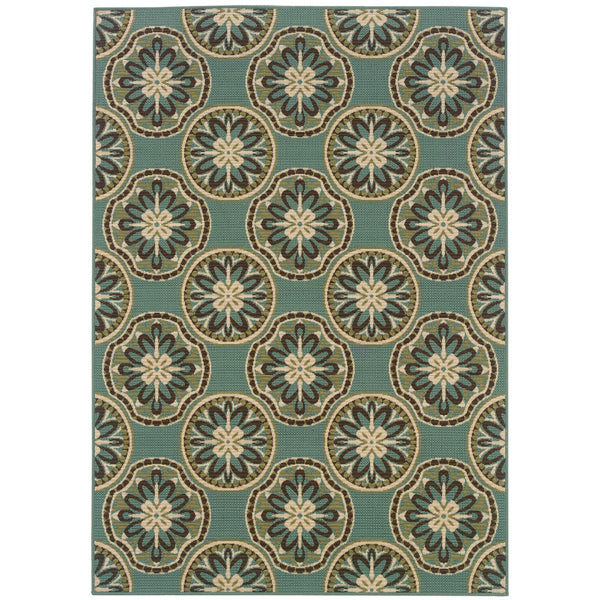 Oriental Weavers Montego 8323L Moroccan/Global Floral Polypropylene Indoor/Outdoor Area Rug Blue/ Ivory 8'6" x 13' M8323L259396ST