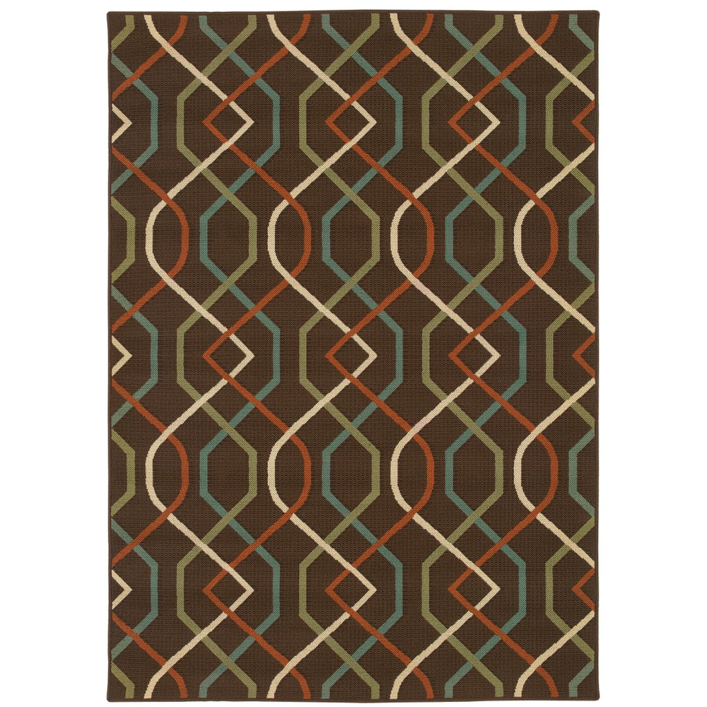 Oriental Weavers Montego 896N6 Casual/ Geometric Polypropylene Indoor/Outdoor Area Rug Brown/ Ivory 8'6" x 13' M896N6259396ST