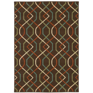 Oriental Weavers Montego 896N6 Casual/ Geometric Polypropylene Indoor/Outdoor Area Rug Brown/ Ivory 8'6" x 13' M896N6259396ST