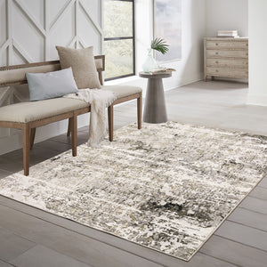 Oriental Weavers Nebulous 002X9 Modern and Contemporary/Industrial Abstract Polyester Indoor Area Rug Beige/ Grey 5'3" x 7'6" N002X9160235ST
