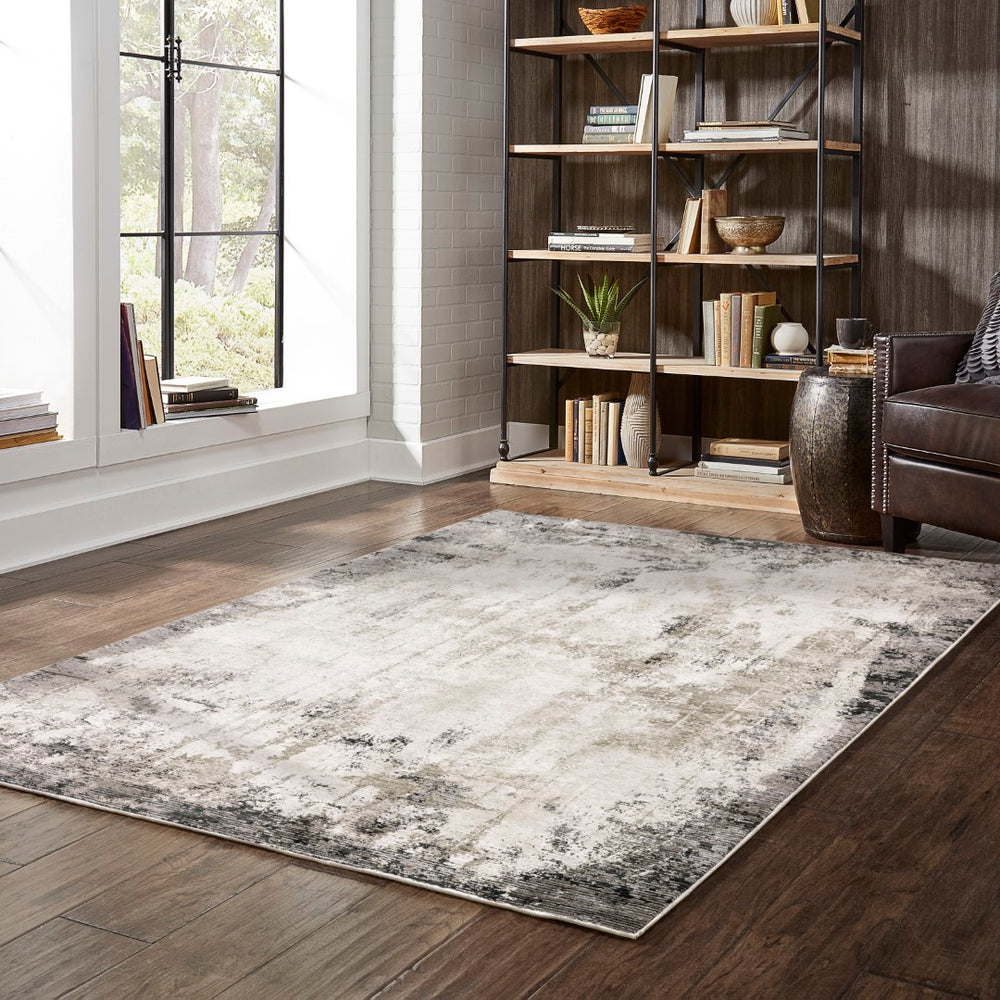 Oriental Weavers Nebulous 7151E Modern and Contemporary/Industrial Abstract Polyester Indoor Area Rug Grey/ Ivory 9'10" x 12'10" N7151E300394ST