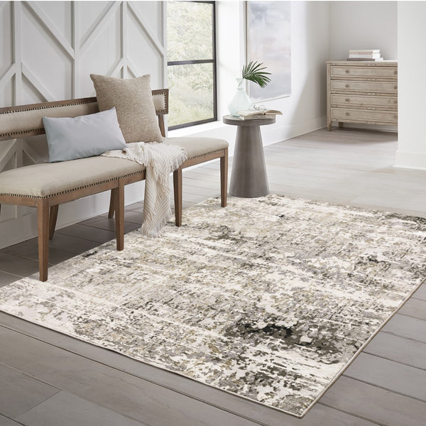 Oriental Weavers Nebulous 091L9 Modern and Contemporary/Industrial Abstract Polyester Indoor Area Rug Grey/ Ivory 9'10" x 12'10" N091L9300394ST