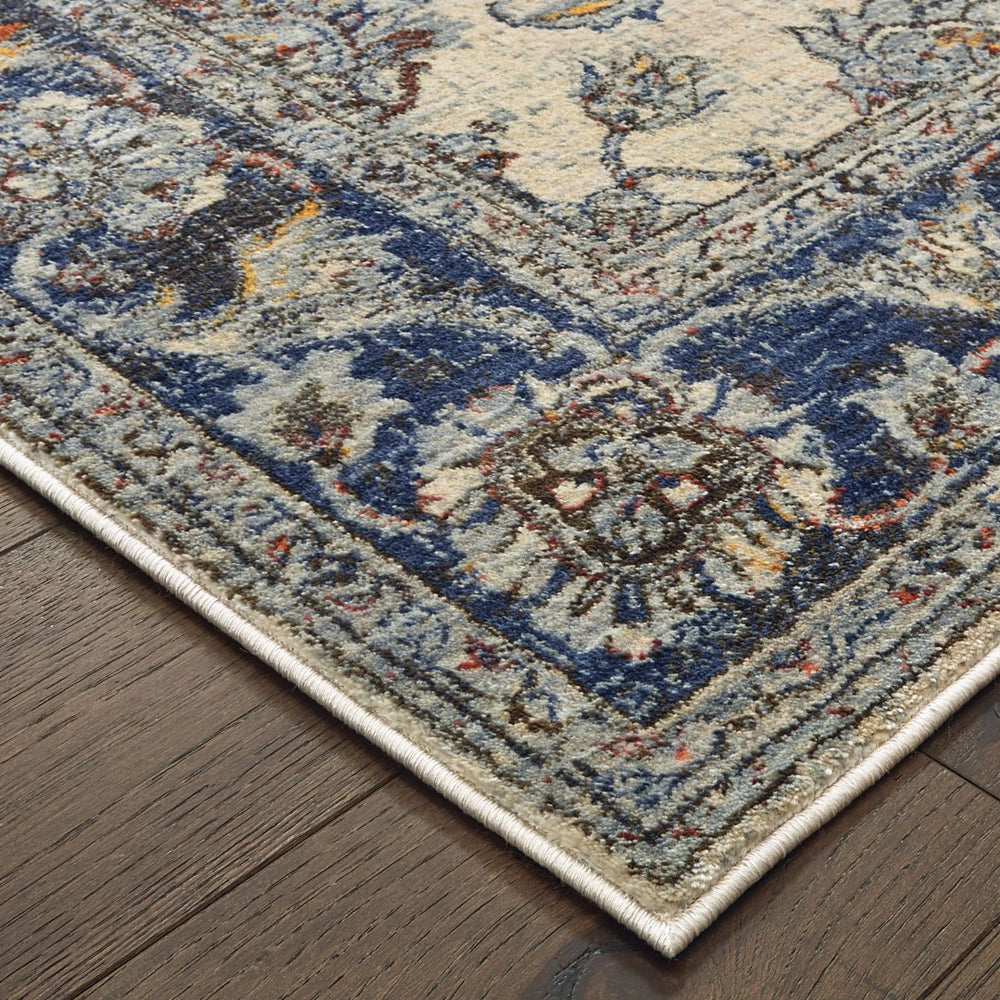 Oriental Weavers Pandora 1802E Vintage/Traditional Oriental Polypropylene Indoor Area Rug Ivory/ Blue 9'10" x 12'10" P1802E300390ST