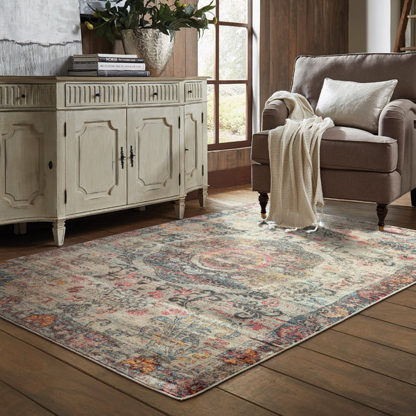 Oriental Weavers Pandora 047H7 Traditional/Casual Oriental Polypropylene Indoor Area Rug Beige/ Multi 9'10" x 12'10" P047H7300390ST