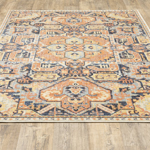 Oriental Weavers Pandora 049S7 Tribal/Global Oriental Polypropylene Indoor Area Rug Blue/ Orange 9'10" x 12'10" P049S7300390ST