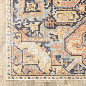 Oriental Weavers Pandora 049S7 Tribal/Global Oriental Polypropylene Indoor Area Rug Blue/ Orange 9'10" x 12'10" P049S7300390ST