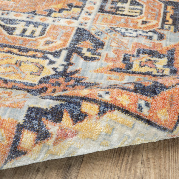 Oriental Weavers Pandora 049S7 Tribal/Global Oriental Polypropylene Indoor Area Rug Blue/ Orange 9'10" x 12'10" P049S7300390ST